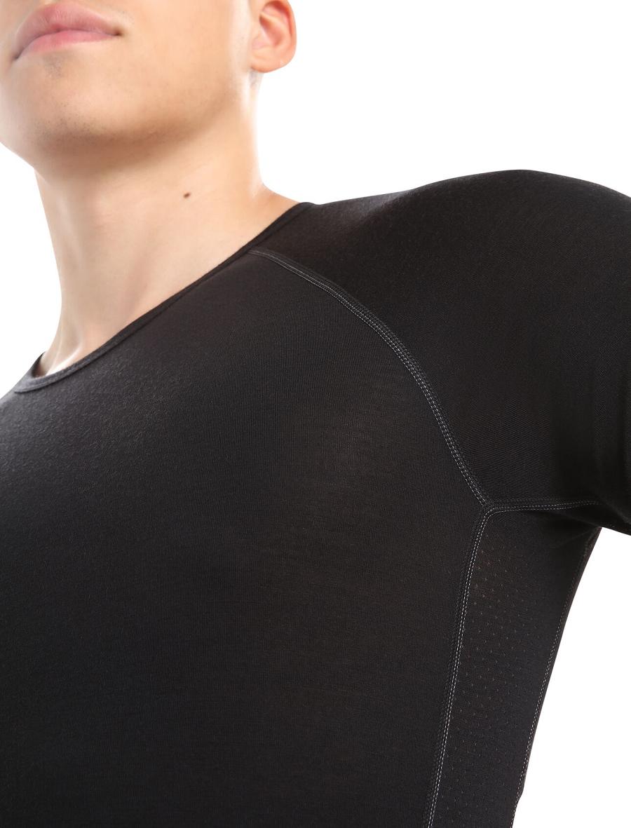 Base Layers Icebreaker BodyfitZone™ Merino 150 Zone Corta Sleeve Crewe Thermal Top Homme Noir | FR 1334ILHS